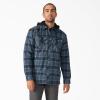 Dickies Men’s Water Repellent Flannel Hooded Shirt Jacket(Dark Navy)