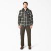 Dickies mens Relaxed Fleece Hooded Flannel Shirt Jacket(Black/Dark Olive/Antique White Ombre)