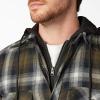 Dickies mens Relaxed Fleece Hooded Flannel Shirt Jacket(Black/Dark Olive/Antique White Ombre)