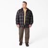 Dickies mens Relaxed Fleece Hooded Flannel Shirt Jacket(Ink Navy/Chocolate Brown/Clear Blue Ombre)