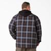 Dickies mens Relaxed Fleece Hooded Flannel Shirt Jacket(Ink Navy/Chocolate Brown/Clear Blue Ombre)