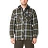 Dickies mens Relaxed Fleece Hooded Flannel Shirt Jacket(Black/Dark Olive/Antique White Ombre)