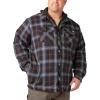 Dickies mens Relaxed Fleece Hooded Flannel Shirt Jacket(Ink Navy/Chocolate Brown/Clear Blue Ombre)