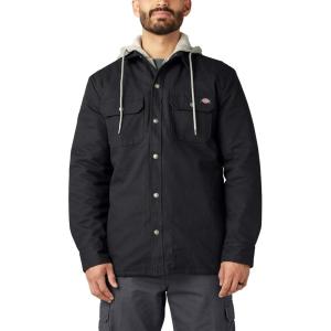 Dickies Men’s Relaxed Fit Icon Hooded Quilted Shirt Jacket(Black)