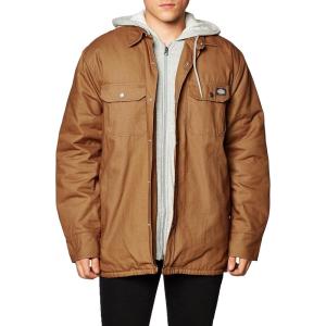 Dickies Men’s Relaxed Fit Icon Hooded Quilted Shirt Jacket(Brown)