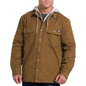 Dickies Men’s Relaxed Fit Icon Hooded Quilted Shirt Jacket(Brown Duck)