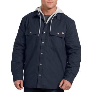Dickies Men’s Relaxed Fit Icon Hooded Quilted Shirt Jacket(Dark Navy)