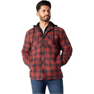 Dickies Men’s Relaxed Fit Icon Hooded Quilted Shirt Jacket(Dark Navy Brick Ombre)