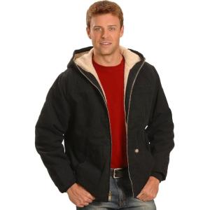 Dickies Men’s Sanded Duck Sherpa Lined Hooded Jacket(Black V1)