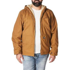 Dickies Men’s Sanded Duck Sherpa Lined Hooded Jacket(Brown Duck V1)