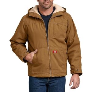 Dickies Men’s Sanded Duck Sherpa Lined Hooded Jacket(Brown V1)