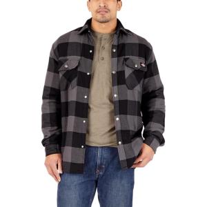 Dickies Men’s Water Repellent Fleece-Lined Flannel Shirt Jacket(Black/Dark Slate Buffalo Plaid)