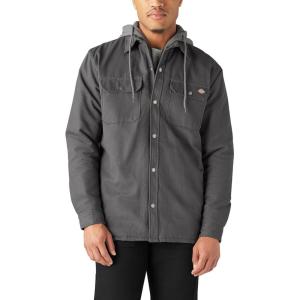 Dickies mens Fleece Hooded Duck Shirt Jacket With Hydroshield(Slate)