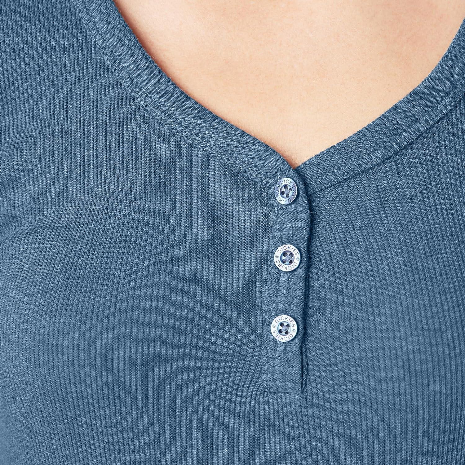 image:imageDickies Womens LongSleeve 3Button Henley ShirtDark Denim