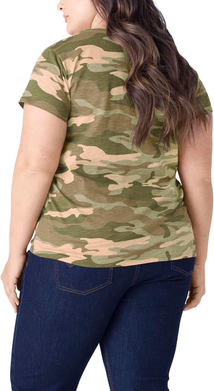 image:imageDickies Womens Womens Plus Short Sleeve VNeck TShirtPeach Camo
