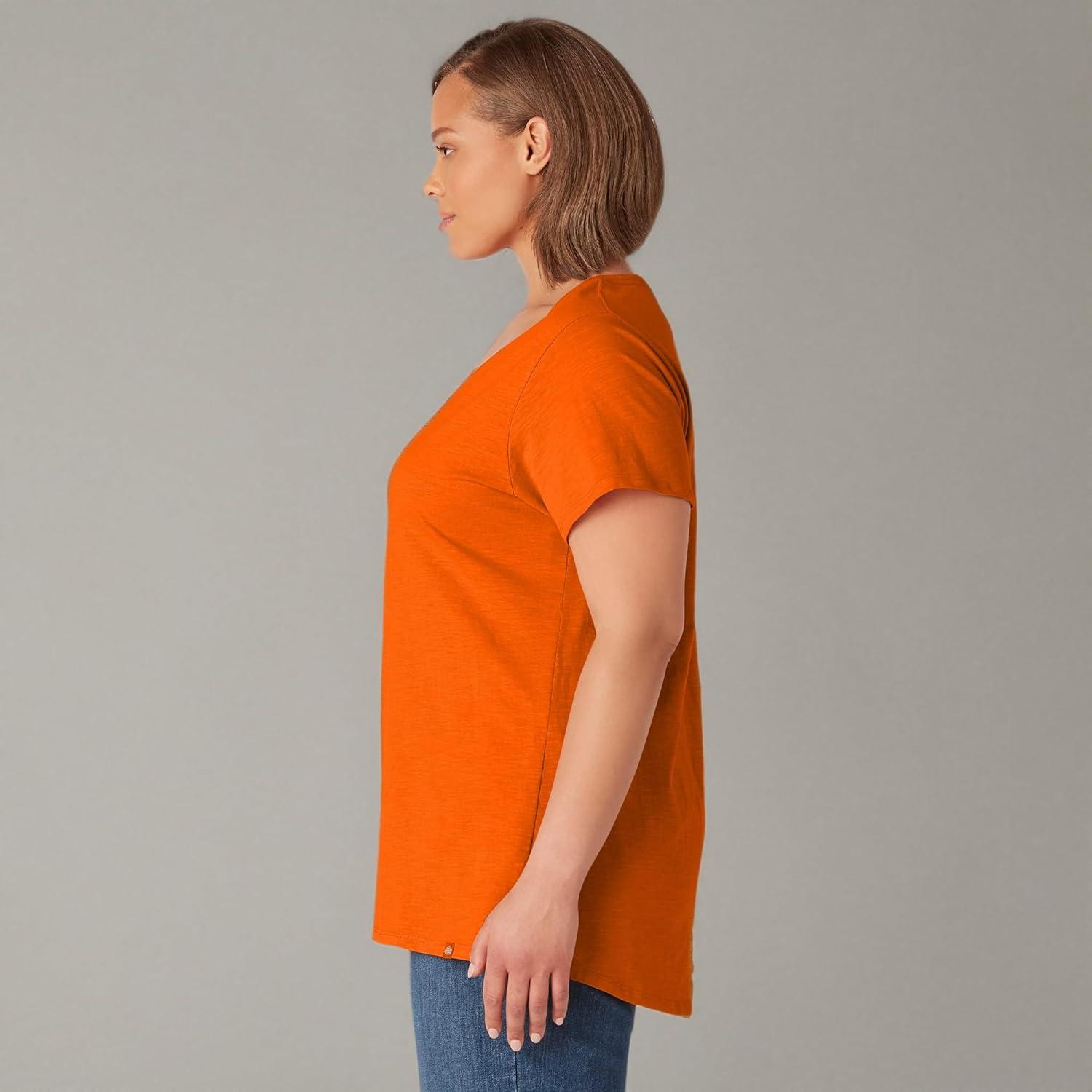 image:imageDickies Womens Womens Plus Short Sleeve VNeck TShirtScarlet Ibis