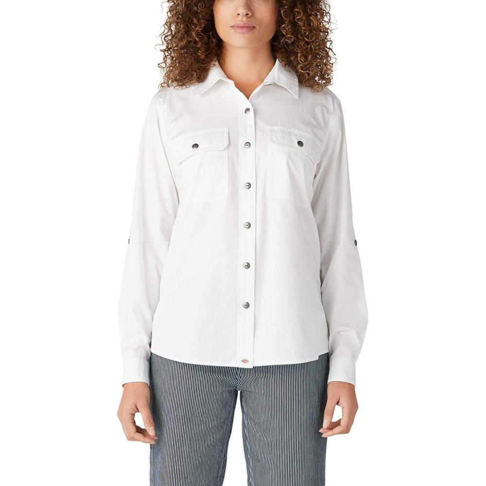 image:imageDickies Womens Long Sleeve Rolltab Work ShirtWhite