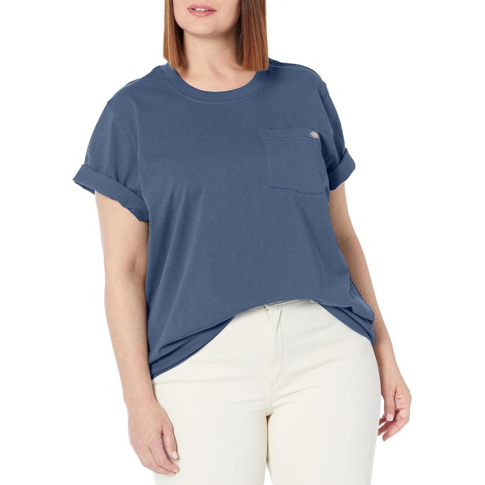 image:imageDickies Womens Plus Short Sleeve Heavyweight TShirtAirforce Blue
