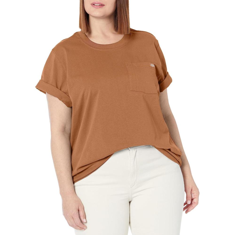 image:imageDickies Womens Plus Short Sleeve Heavyweight TShirtBrown Duck