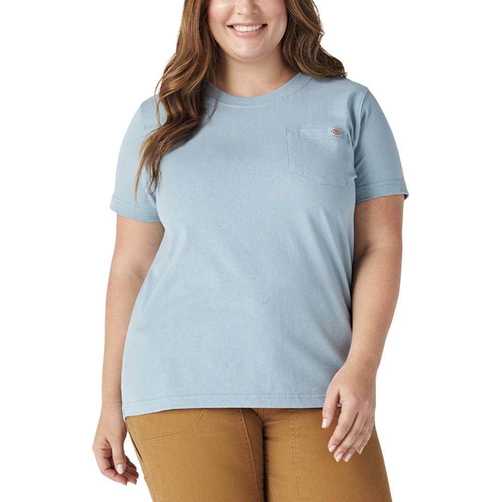 image:imageDickies Womens Plus Short Sleeve Heavyweight TShirtDockside Blue