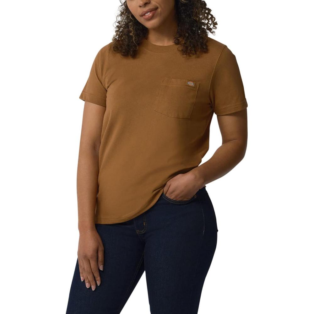 image:imageDickies Womens Short Sleeve Heavyweight Pocket TShirtBrown Duck