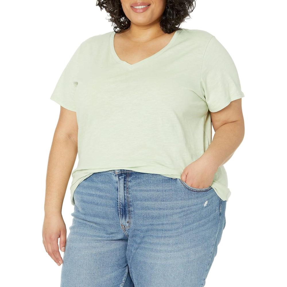 image:imageDickies Womens Womens Plus Short Sleeve VNeck TShirtCeladon Green