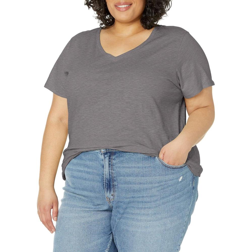 image:imageDickies Womens Womens Plus Short Sleeve VNeck TShirtGraphite