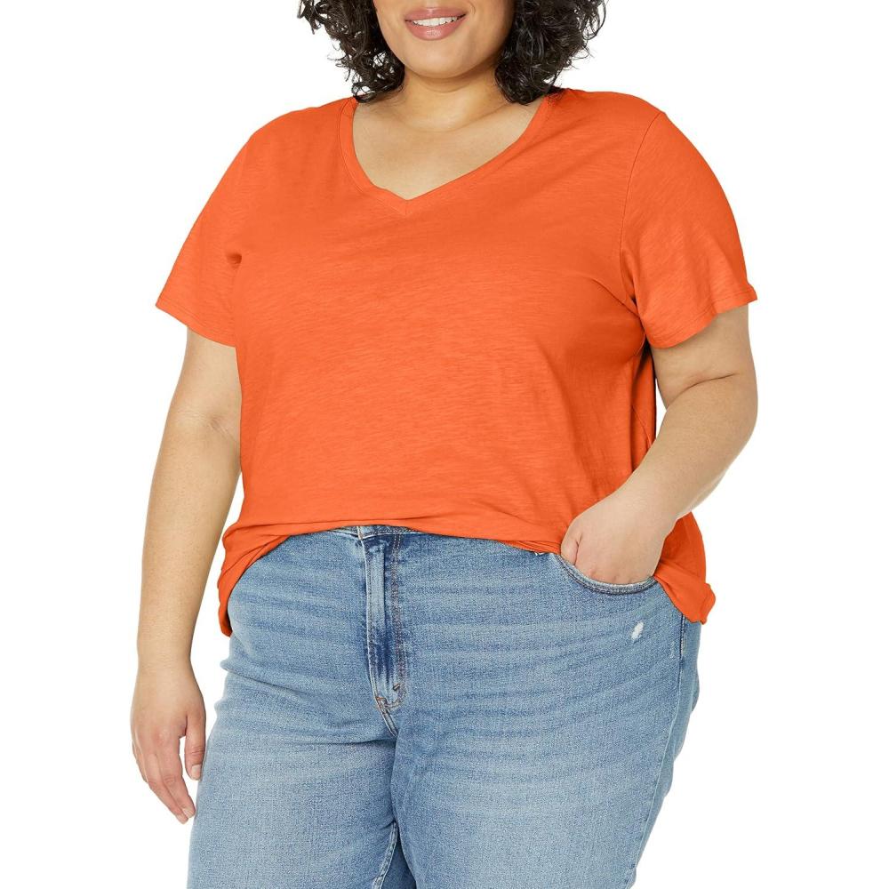image:imageDickies Womens Womens Plus Short Sleeve VNeck TShirtScarlet Ibis