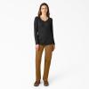 Dickies Women’s Long-Sleeve 3-Button Henley Shirt(Black)