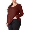 Dickies Women’s Long-Sleeve 3-Button Henley Shirt(Brick)