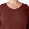 Dickies Women’s Long-Sleeve 3-Button Henley Shirt(Brick)