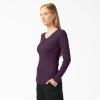 Dickies Women’s Long-Sleeve 3-Button Henley Shirt(Plum Perfect)