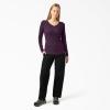 Dickies Women’s Long-Sleeve 3-Button Henley Shirt(Plum Perfect)
