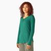 Dickies Women’s Long-Sleeve 3-Button Henley Shirt(Rain Forest)