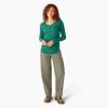 Dickies Women’s Long-Sleeve 3-Button Henley Shirt(Rain Forest)