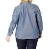 Dickies Womens Plus Size Long Sleeve Roll-tab Work Shirt(Light Stonewashed)