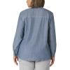 Dickies Womens Plus Size Long Sleeve Roll-tab Work Shirt(Light Stonewashed)