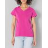 Dickies Womens Women’s Plus Short Sleeve V-Neck T-Shirt(Festival Fuchsia)