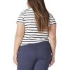 Dickies Womens Women’s Plus Short Sleeve V-Neck T-Shirt(White/Black Stripe)