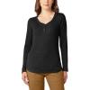 Dickies Women’s Long-Sleeve 3-Button Henley Shirt(Black)