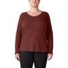 Dickies Women’s Long-Sleeve 3-Button Henley Shirt(Brick)