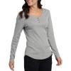Dickies Women’s Long-Sleeve 3-Button Henley Shirt(Graphite Single Dye)