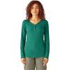 Dickies Women’s Long-Sleeve 3-Button Henley Shirt(Rain Forest)