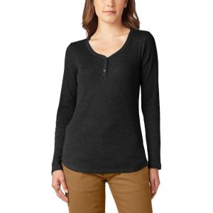 Dickies Women’s Long-Sleeve 3-Button Henley Shirt(Black)