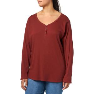 Dickies Women’s Long-Sleeve 3-Button Henley Shirt(Red)