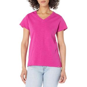 Dickies Womens Women’s Plus Short Sleeve V-Neck T-Shirt(Festival Fuchsia)