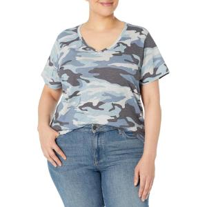 Dickies Womens Women’s Plus Short Sleeve V-Neck T-Shirt(Flint Blue Camo)