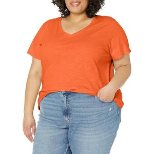 Dickies Womens Women’s Plus Short Sleeve V-Neck T-Shirt(Scarlet Ibis)