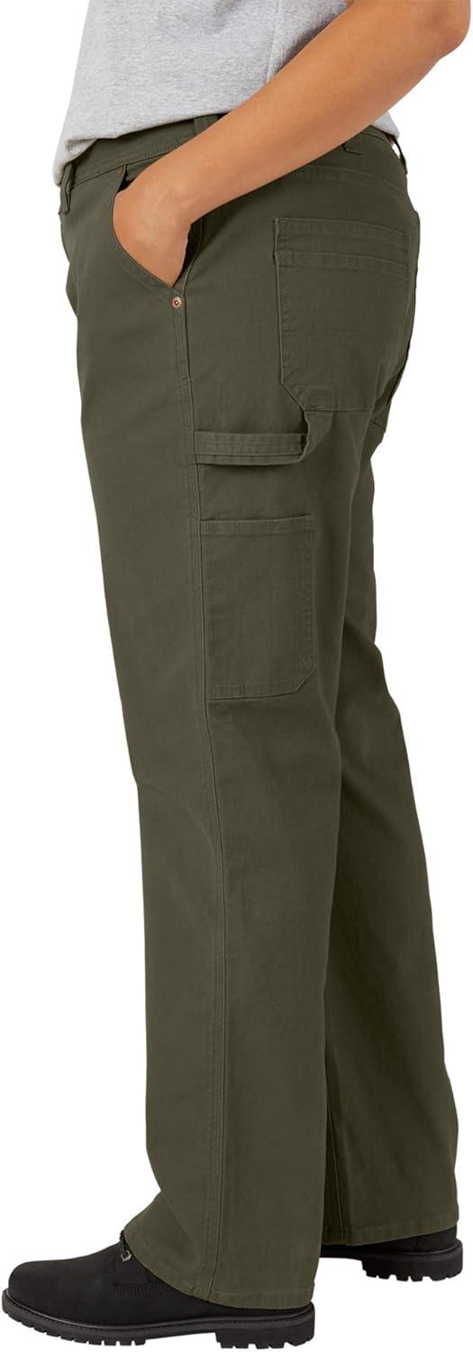 image:imageDickies Womens Plus Size Relaxed Straight Carpenter Duck PantRinsed Moss Green