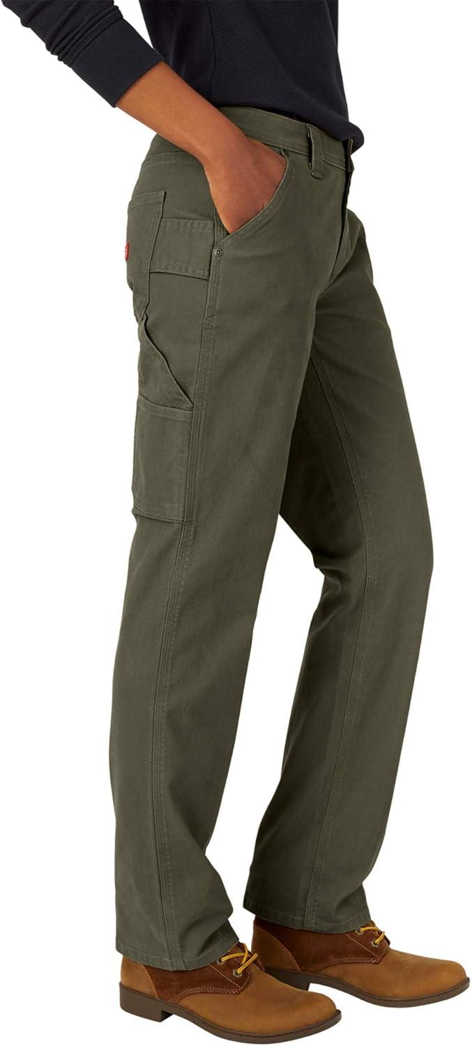 image:imageDickies Womens Relaxed Straight Carpenter Duck PantRinsed Moss Green